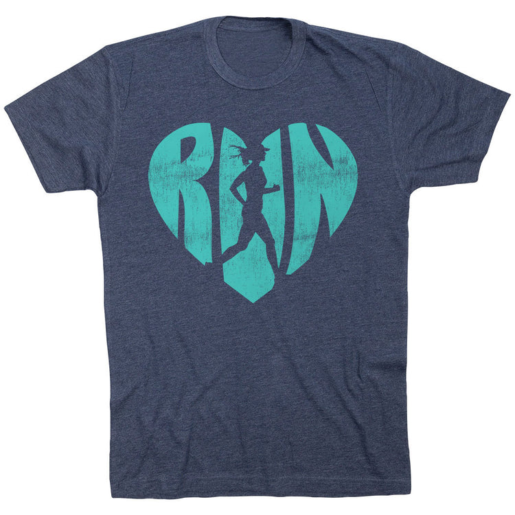 Running Short Sleeve T-Shirt - Love The Run [Adult Small/Navy] - SS
