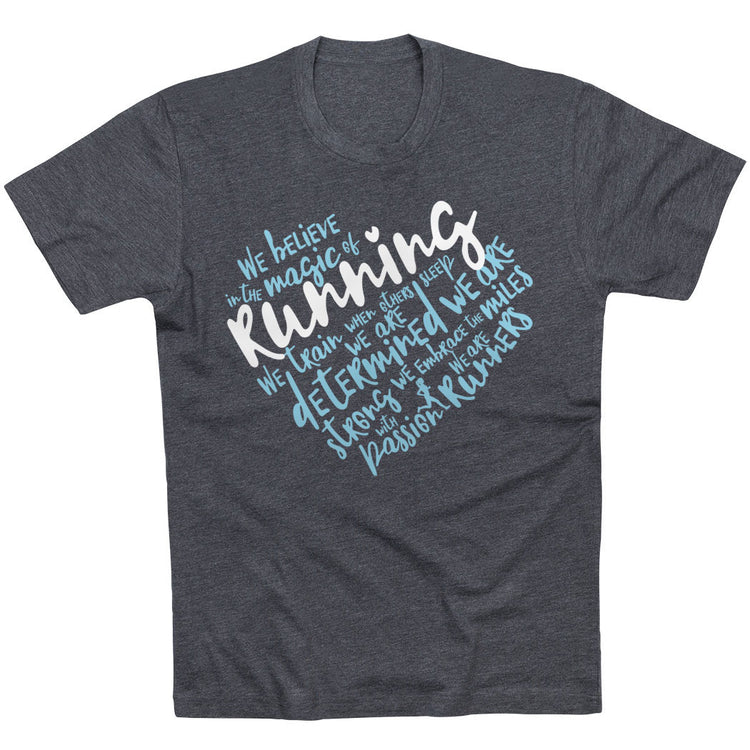 Running Short Sleeve Tee - Live Love Run Heart [Adult Small/Charcoal] - SS