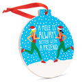 Running Round Ceramic Ornament - A Mile is Always Better with a Friend
