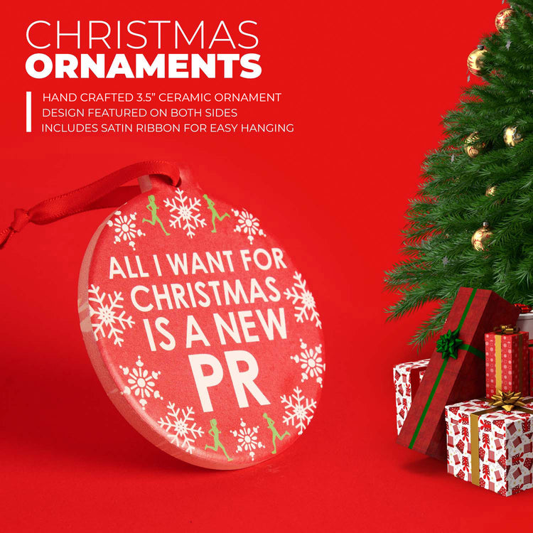 Running Round Ceramic Ornament - All I Want for Christmas