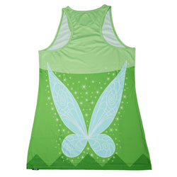 Green tank top with fairy wings design on a white background