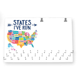 Running Large Hooked on Medals and Bib Hanger - States I've Run
