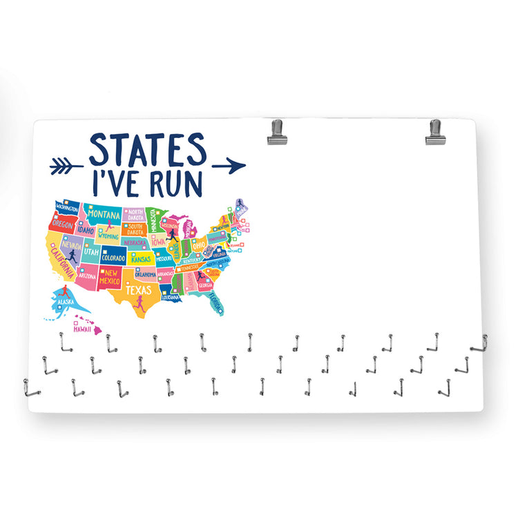 Running Large Hooked on Medals and Bib Hanger - States I've Run
