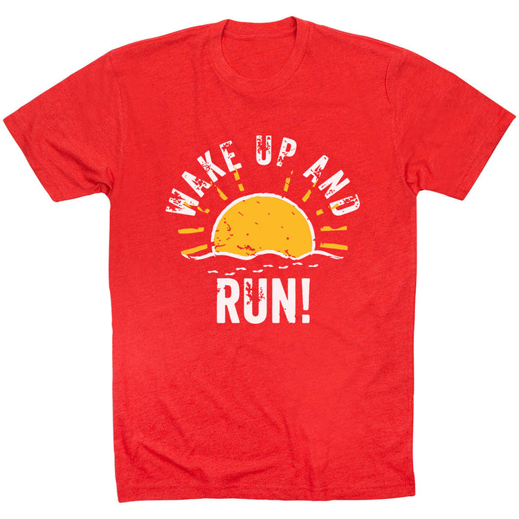 Running Short Sleeve T-Shirt - Wake Up And Run [Red/Adult X-Large] -SS