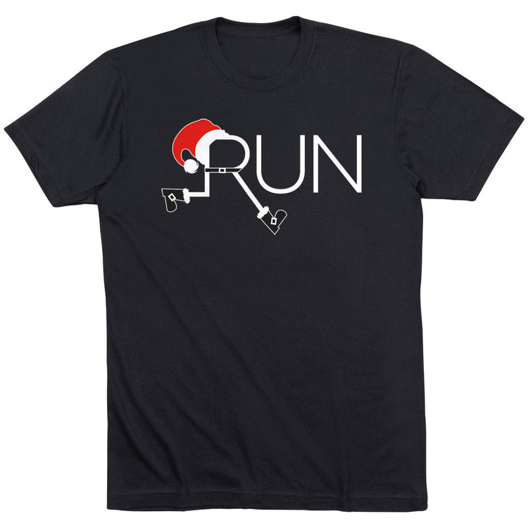 Running Short Sleeve T-Shirt - Let's Run For Christmas [Adult Large/Black] - SS