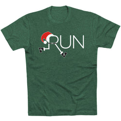 Running Short Sleeve T-Shirt - Let's Run For Christmas [Forest Green/Adult Large] - SS