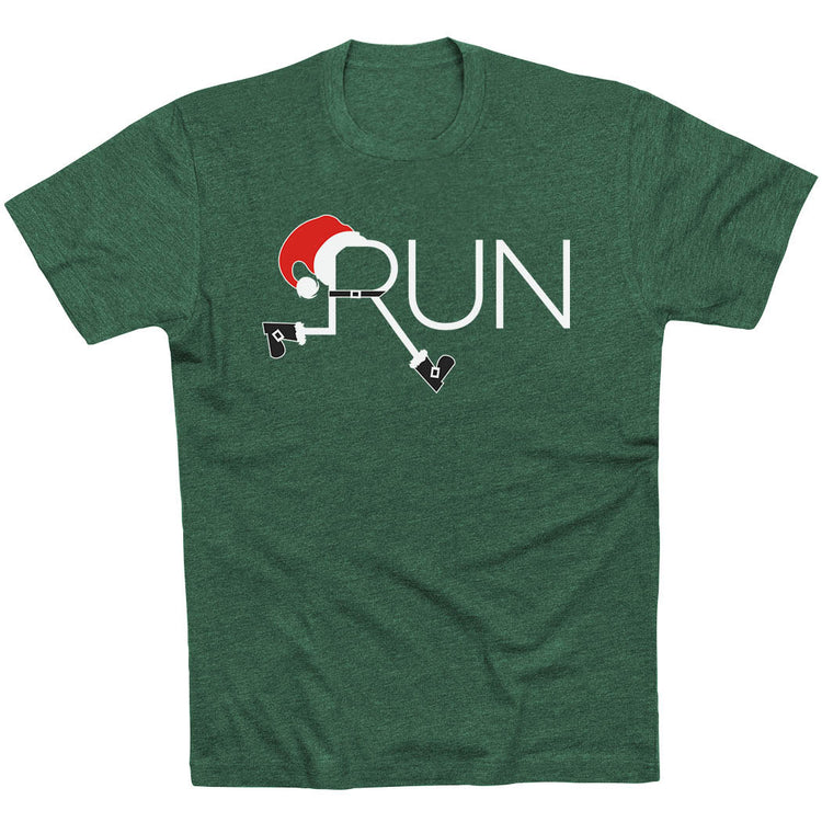 Running Short Sleeve T-Shirt - Let's Run For Christmas [Forest Green/Adult Large] - SS