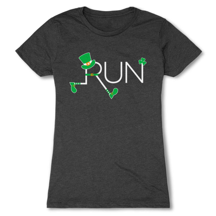 Running Women's Everyday Tee - Let's Run Lucky [Adult Medium/Charcoal] - SS