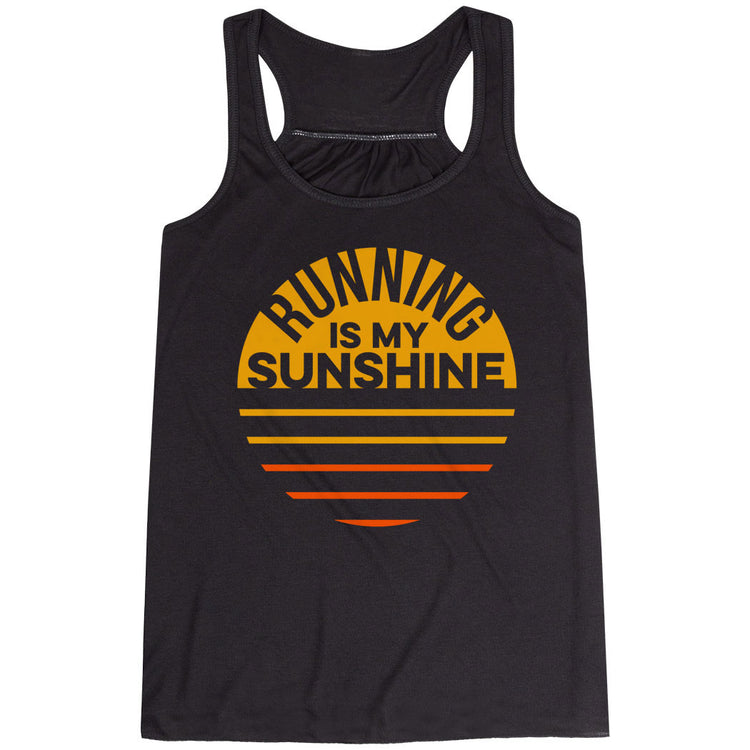 Flowy Racerback Tank Top - Running is My Sunshine [Black/Adult Medium] - SS