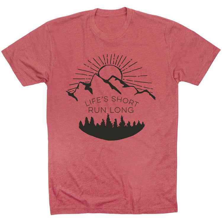 Running Short Sleeve T-Shirt - Life's Short Run Long (Mountains) [Adult Medium/Mauve] - SS