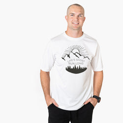 Men's Running Short Sleeve Tech Tee - Life's Short Run Long (Mountains)