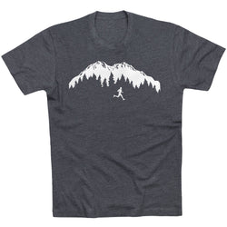 Running Short Sleeve T-Shirt - Trail Runner in the Mountains [Adult Small/Charcoal] - SS