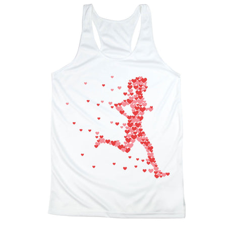 Women's Racerback Performance Tank Top - Heartfelt Runner Girl [Adult Medium/White] - SS
