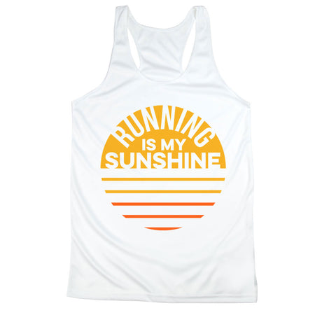 Women's Racerback Performance Tank Top - Running is My Sunshine [Adult X-Small/White] - SS