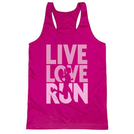 Women's Racerback Performance Tank Top - Live Love Run Silhouette [Adult X-Small/Pink] - SS