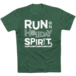 Running Short Sleeve T- Shirt -  Run On Holiday Spirit [Adult Large/Forest Green] - SS