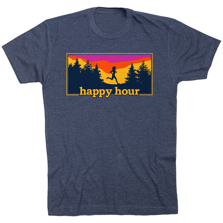 Running Short Sleeve T-Shirt - Happy Hour [Adult Large/Navy] - SS