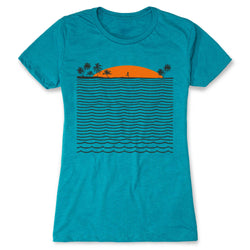 Running Women's Everyday Tee - Chasing Sunsets [Teal/Adult Large] - SS