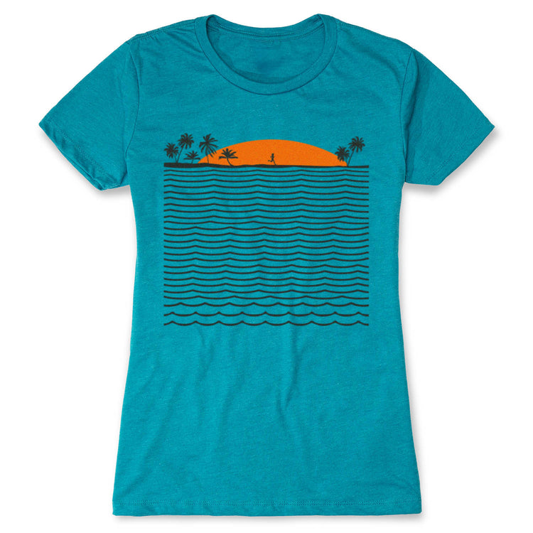 Running Women's Everyday Tee - Chasing Sunsets [Teal/Adult Large] - SS