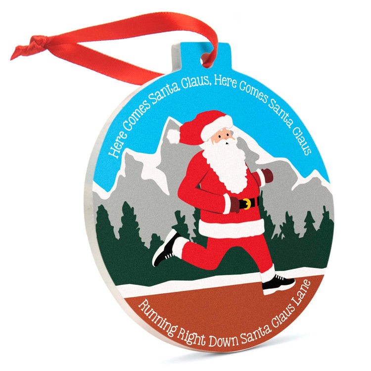 GFAR Running Round Ceramic Ornament - Here Comes Santa Claus
