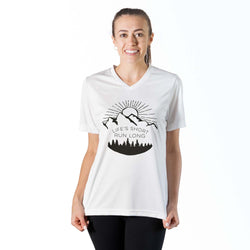 Women's Short Sleeve Tech Tee - Life's Short Run Long (Mountains)