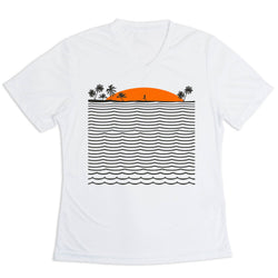Women's Short Sleeve Tech Tee - Chasing Sunsets [Adult Medium/White] - SS