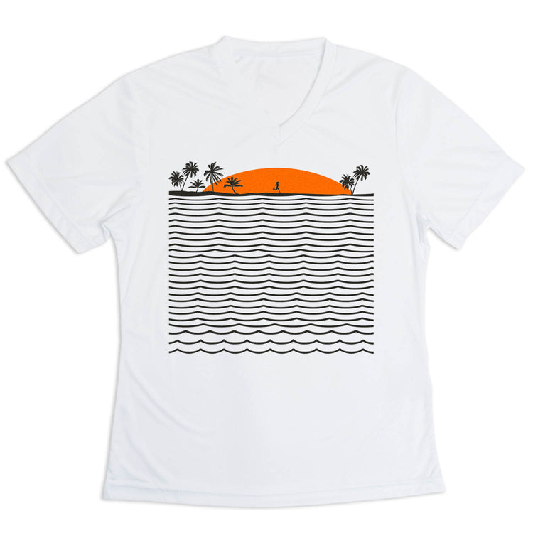 Women's Short Sleeve Tech Tee - Chasing Sunsets [Adult Medium/White] - SS