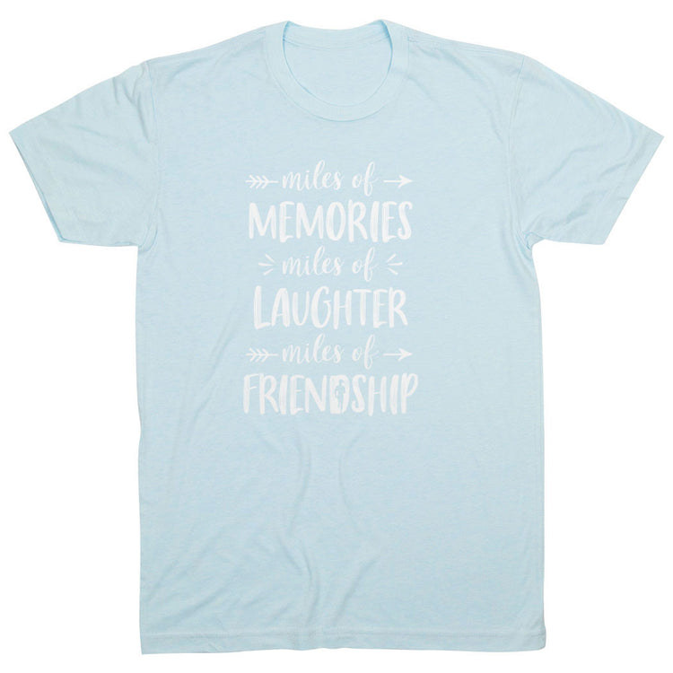 Running Short Sleeve T-Shirt - Miles of Friendship Mantra [Adult Small/Light Blue] - SS