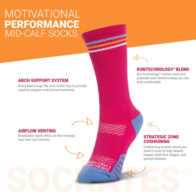 Socrates® Mid-Calf Performance Socks - She Believed She Could