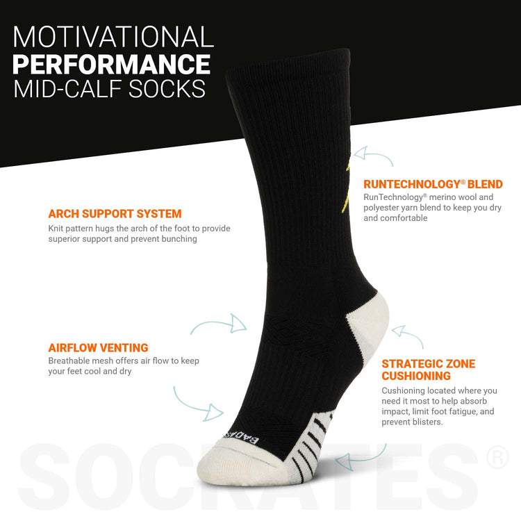 Socrates® Mid-Calf Performance Socks - Bad Ass (Black)