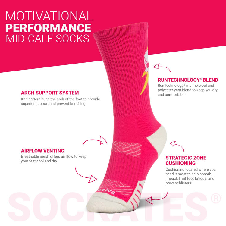 Socrates® Mid-Calf Performance Socks - Bad Ass (Pink)