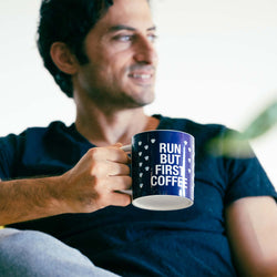 Soleil Home™ Running Porcelain Mug - Run but First Coffee