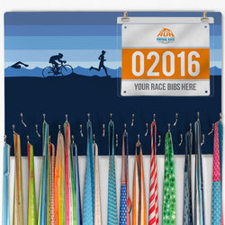 Running Large Hooked on Medals and Bib Hanger - Triathlon