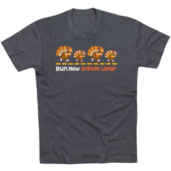 Running Short Sleeve T-Shirt -  Run Now Gobble Later Turkeys [Charcoal/Adult XX-Large] - SS