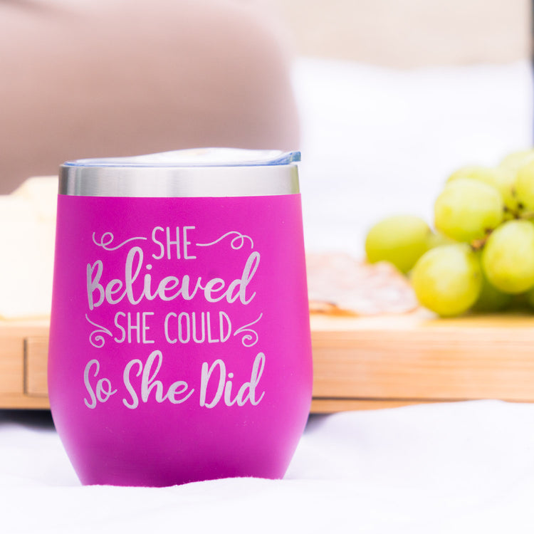 Travel Wine Tumbler - She Believed She Could So She Did