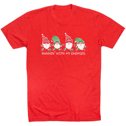Running Short Sleeve T-Shirt - Runnin' With My Gnomies® - Christmas [Adult Medium/Red] - SS