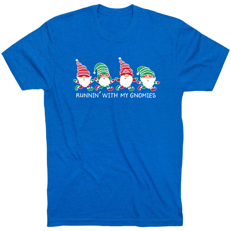 Running Short Sleeve T-Shirt - Runnin' With My Gnomies&reg; - Christmas [Royal/Adult Large] - SS