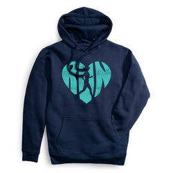 Statement Fleece Hoodie -  Love The Run [Adult Small/Navy] - SS