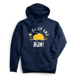 Statement Fleece Hoodie -  Wake Up And Run [Adult Large/Navy] - SS