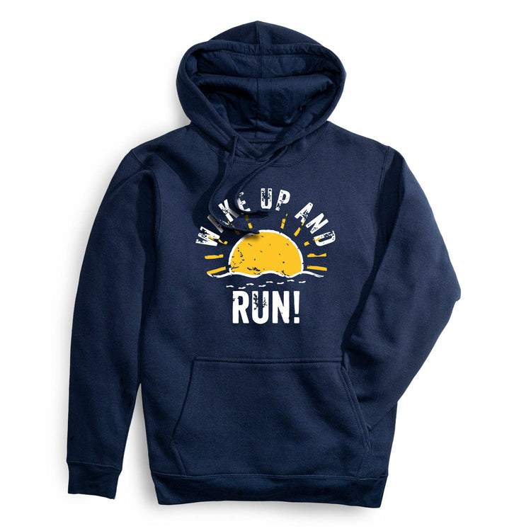 Statement Fleece Hoodie -  Wake Up And Run [Adult Large/Navy] - SS