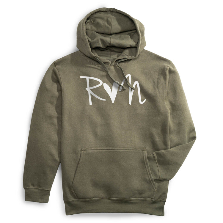Statement Fleece Hoodie -  Run Heart [Olive/Adult Medium] - SS