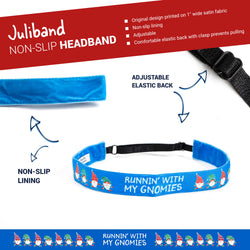 Athletic Juliband Non-Slip Headband - Running with My Gnomies - Christmas