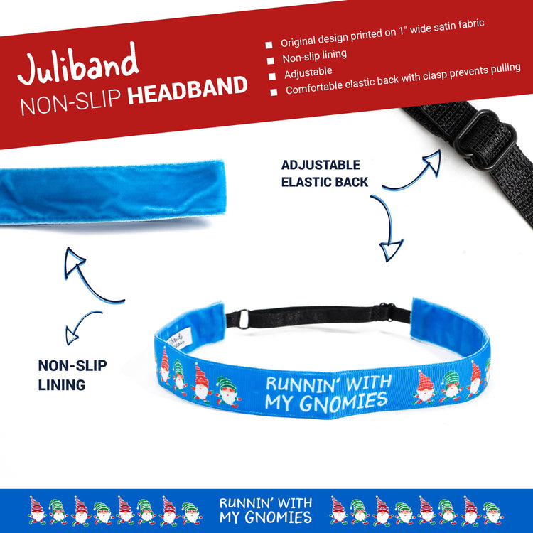 Athletic Juliband Non-Slip Headband - Running with My Gnomies - Christmas