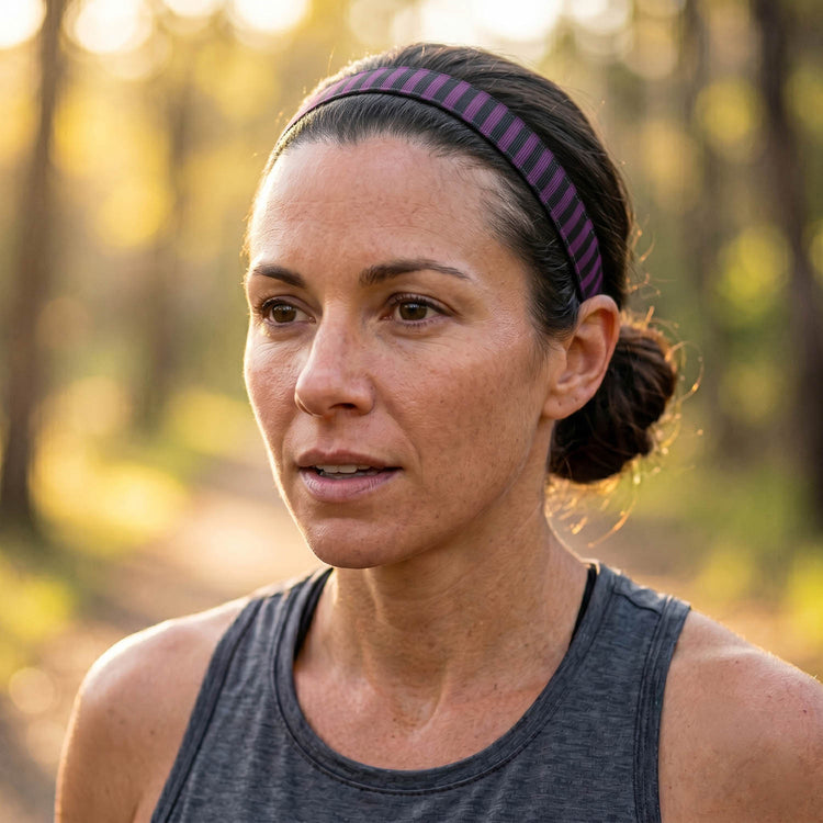 GFAR Athletic Juliband Non-Slip Headband - Purple & Black Stripe