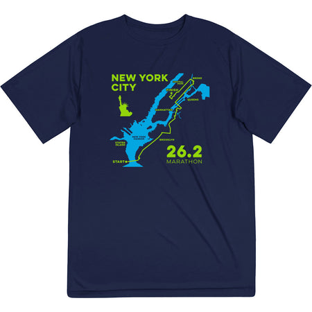 Men's Running Short Sleeve Performance Tee - New York City Route [Adult X-Large/Navy] - SS