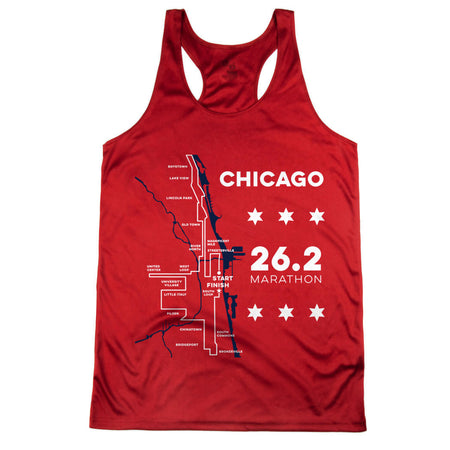 Women's Racerback Performance Tank Top - Chicago Route [Red/Adult Small] - SS