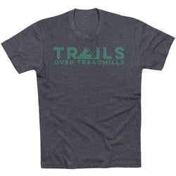 Running Short Sleeve T-Shirt - Trails Over Treadmills [Adult Medium/Charcoal] - SS