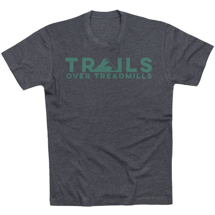 Running Short Sleeve T-Shirt - Trails Over Treadmills [Adult Medium/Charcoal] - SS