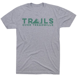 Running Short Sleeve T-Shirt - Trails Over Treadmills [Adult Medium/Gray] - SS