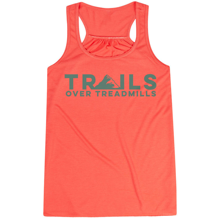 Flowy Racerback Tank Top - Trails Over Treadmills [Adult Large/Coral] - SS